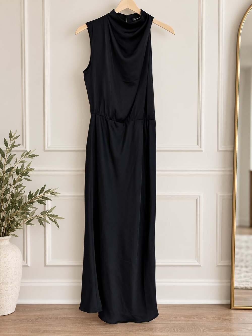 PrettyGarden Mock Neck Maxi Dress Size S Navy Sleeveless Cocktail Party wedding